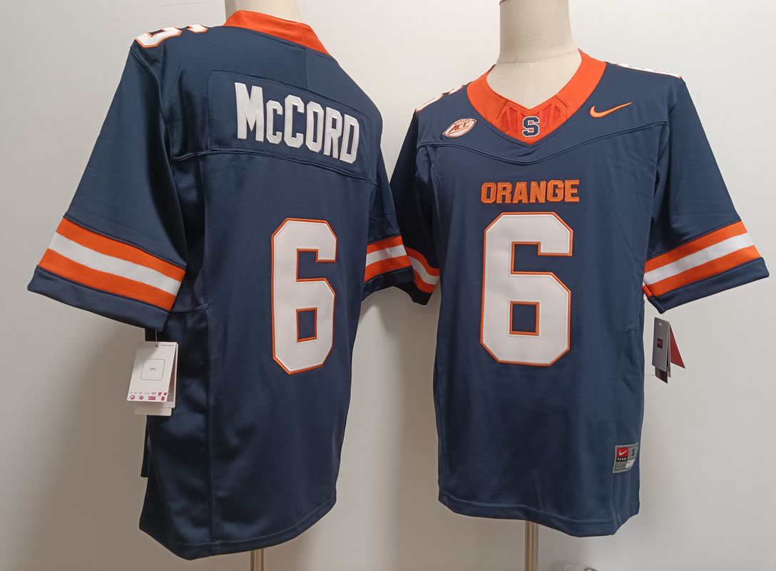 Men Syracuse Orange 6 Mccord Drak Blue Nike 2025 NCAA Jersey